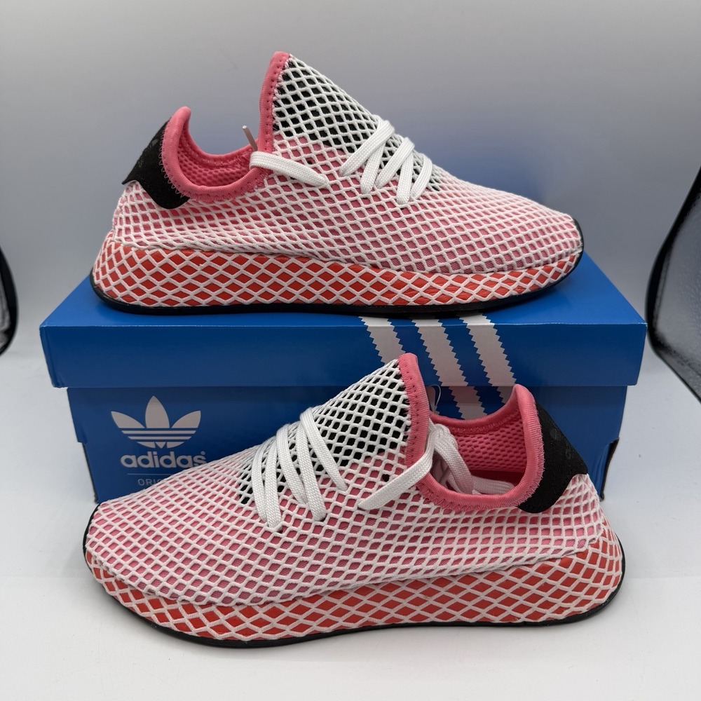 Adidas Deerupt Runner Running Shoes Womens 7.5 Chalk Pink/Orange Sneakers CQ2910
